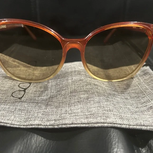 Corning Vintage oversized dark orange and beige Stylish Sunglasses - Picture 4 of 10